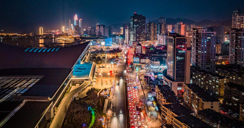 Night view of Yantai city in Shandong, China